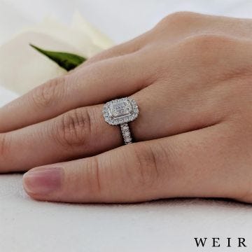 Platinum 0.53ct F VS2  Emerald cut Diamond Engagement Ring