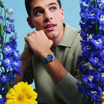 Blue Petal Promise 33mm Blue Dial Quartz Silicone Strap Watch