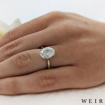 18k yellow gold Lab Grown 3.02ct E VS1  Oval cut Lab Grown Diamond Dress Ring