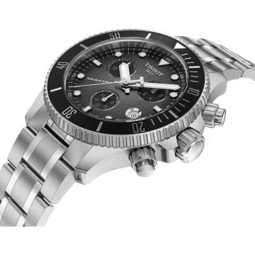 Seastar 1000 Quartz Chronograph 38mm Black Dial Stainless Steel Bracelet Watch