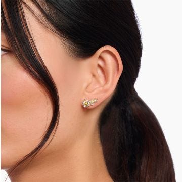 Lovely Daisy Gold Plated Climber Stud Earrings