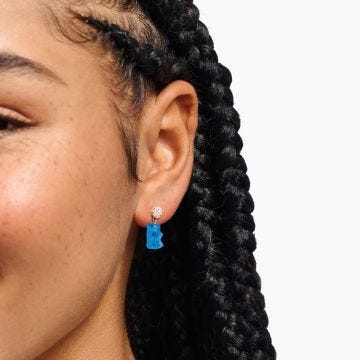 Blue Haribo Gummy Bear Sterling Silver Crystal Stud Earrings
