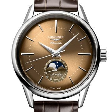 Flagship Heritage Moonphase 38.5mm Brown Dial Automatic Leather Strap Watch