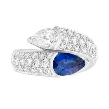 18k White Gold, Sapphire and Diamond Ring