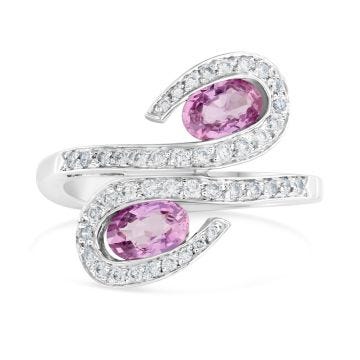 18k White Gold, Pink Sapphire and Diamond Ring