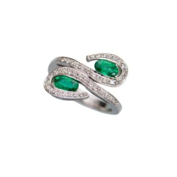 Waskoll 18k Emerald and Diamond Ring