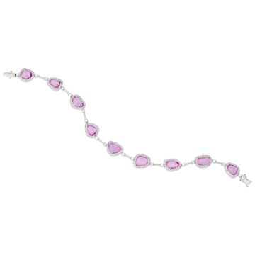 Weir Collection 18k Gold Diamond & Pink Sapphire Bracelet
