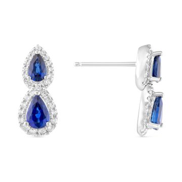 18k White Gold Sapphire and Diamond Drop Earrings