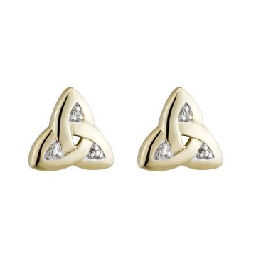 14CT Yellow Gold & Diamond Trinity Knot Stud Earrings