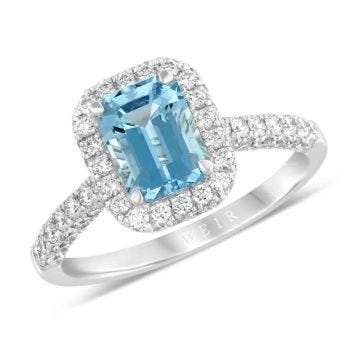 Weir Collection 18k Gold Aquamarine & Diamond Ring
