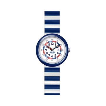 Color My Life LITTLE BOAT 31.8mm, White Dial. Quartz Movement, Bio-sourced Plastic Case, Recycled PET Blue Strap Watch