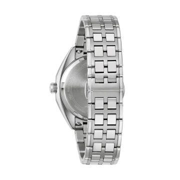Photo of the Bulova Jet Star 96B415 quartz watch with a grey dial & stainless steel case