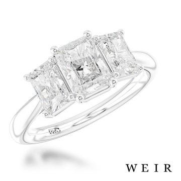 Platinum Lab Grown 1.00ct E VS1  Radiant cut Lab Grown Diamond Dress Ring