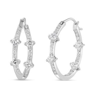 18k White Gold and Diamond Hoop Earrings