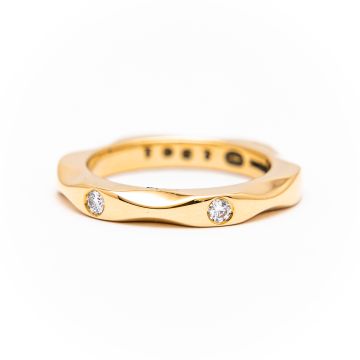 Georg Jensen Vintage 18k Yellow Gold Diamond Mirror Ring.