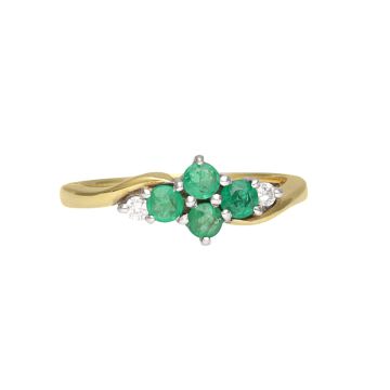 18k Emerald Cluster Ring