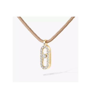 Messika 18K Yellow Gold Diamonds Care Beige Pave Cord Necklace