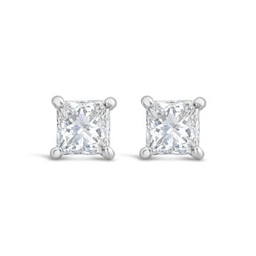 Platinum 1.41cts Princess Cut Diamond Studs
