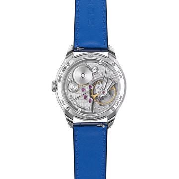 G.F.J. CALIBRE 135 39mm Blue Dial Platinum Leather Strap Watch