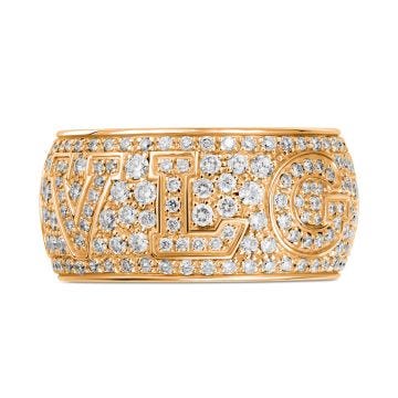 Mono Logo Pave Diamond 18k Rose Gold Ring.