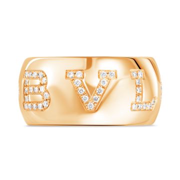 18k Red Gold Rouge Pave Round Mono Ring