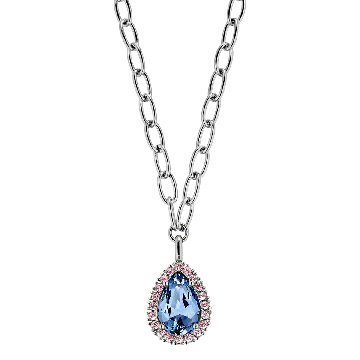 Metta Silver Blue & Rose  Pendant Necklace