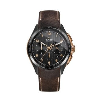 HyperChrome 45mm Ceramic Bronze Automatic Chronograph Leather Strap Watch