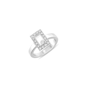 Happy Diamonds 18k White Gold Rectangle Pave Ring