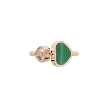 Happy Hearts 18k Rose Gold Malachite Diamond Ring