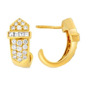 Weir Collection 18k Gold Diamond Half Hoop Earrings