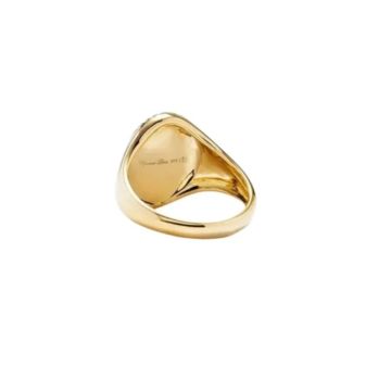 9K Yellow Gold Chevalière Ovale Corail Ring