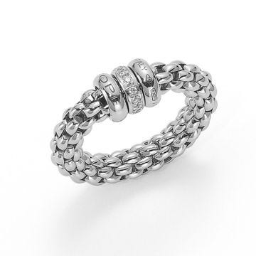 Fope 18k Gold Mesh and Diamond Ring