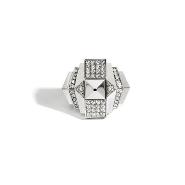 Rockaway Half Paved & Silver Pyramid Ring