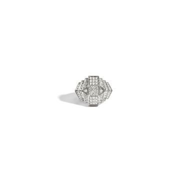 Mini Rockaway Diamonds & Silver Pyramid Ring