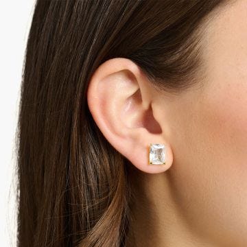 Thomas Sabo Octagonal White Crystal Gold Plated Stud Earrings