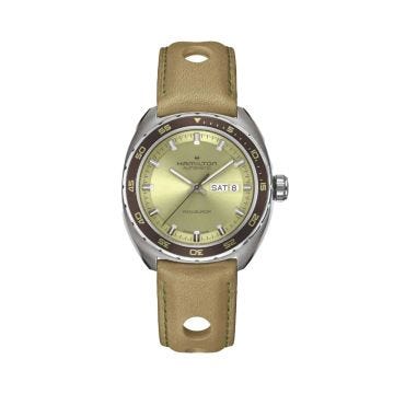 Pan Europe American Classic Day Date 42mm, Green Dial, Automatic Movement, Stainless Steel Case, Green Leather Strap Watch