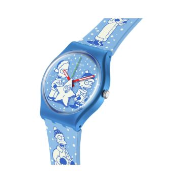 The Simpsons Collection TIDINGS OF JOY 34mm, Round Blue Dial, Quartz, Blue Case, Blue Strap Watch