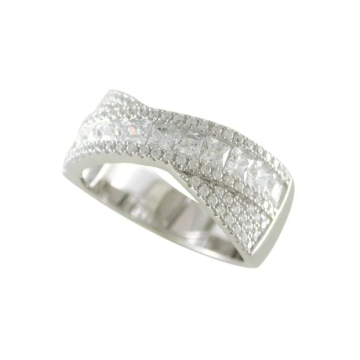 Sterling Silver Crossover Cubic Zirconia Promise Rings