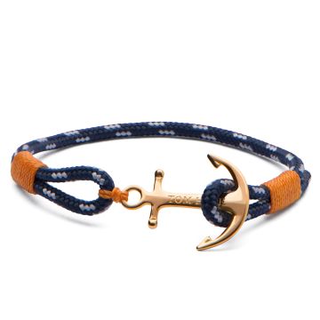 Tom Hope Gold Tone Anchor Navy/Gold Rope Extra Small Bracelet