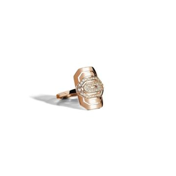 Petite My Way 18K Rose Gold & Half Paved Diamond Ring