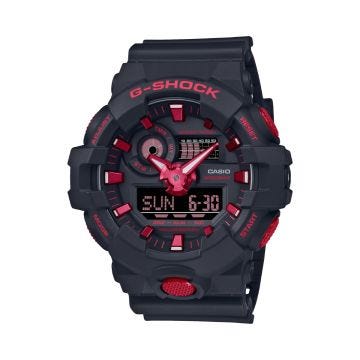 Ignite Red Series, G-Shock Collection, 57.5 mm, Black Resin, Analog Digital Quartz, Black & Red Dial Watch