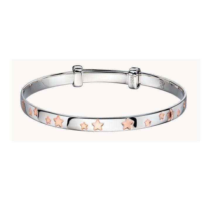 Little star silver inlaid rose gold star bangle main product photo