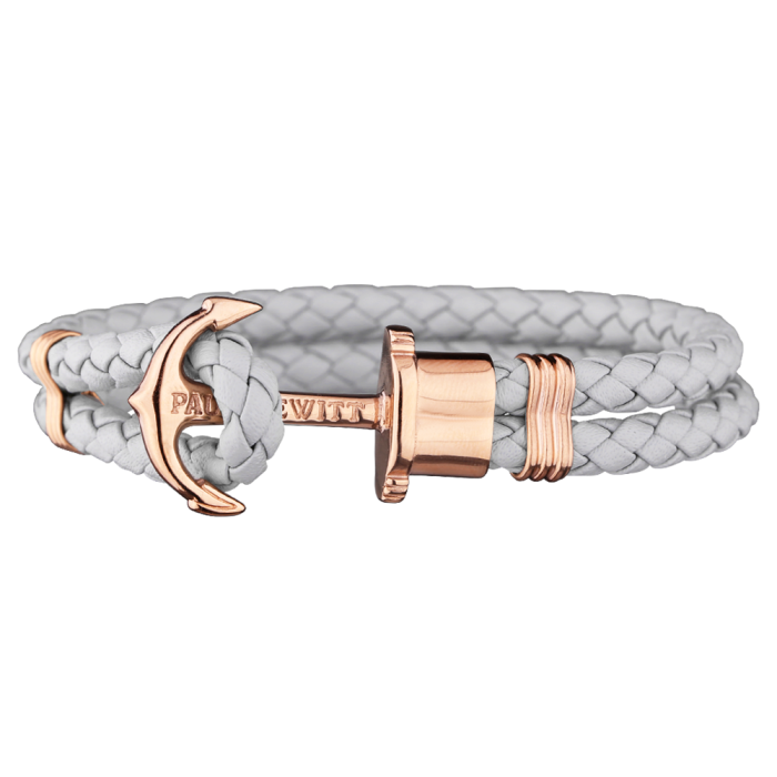 Paul Hewitt Rose Gold Tone Grey Anchor Leather Bracelet main product photo