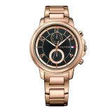 Claudia Ladies 39mm Black Dial Quartz Rose Gold Watch