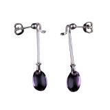 Silver Vivianna Dew Drop Purple Stone Drop Earrings
