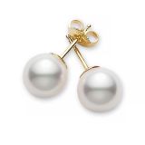 Mikimoto 18k Yellow Gold Cultured Pearl Stud Earrings