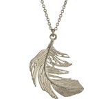 Sterling Silver Big Feather Necklace