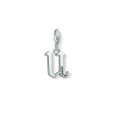 Initial U Crystal Sterling Silver Charm