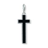 Black Cross Sterling Silver Charm
