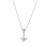 Sterling Silver CZ Claw Set Solitaire 6mm Pendant Necklace